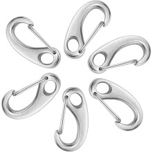 (As show, One size) 6Pcs Spring Snap Hook Carabiner, 304 Stainless Steel Spring Snap Rope Hook Clip 50mm/1.96" Quick Link Carabiner for Flag Pole Hardware