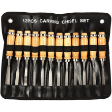 (As show, One size) 12Pcs Wood Carving Hand Chisel Tool Set in Storage Pouch, Professional Woodworking/Carpentry Gouges Wood Carving Chisels with Wood Handles