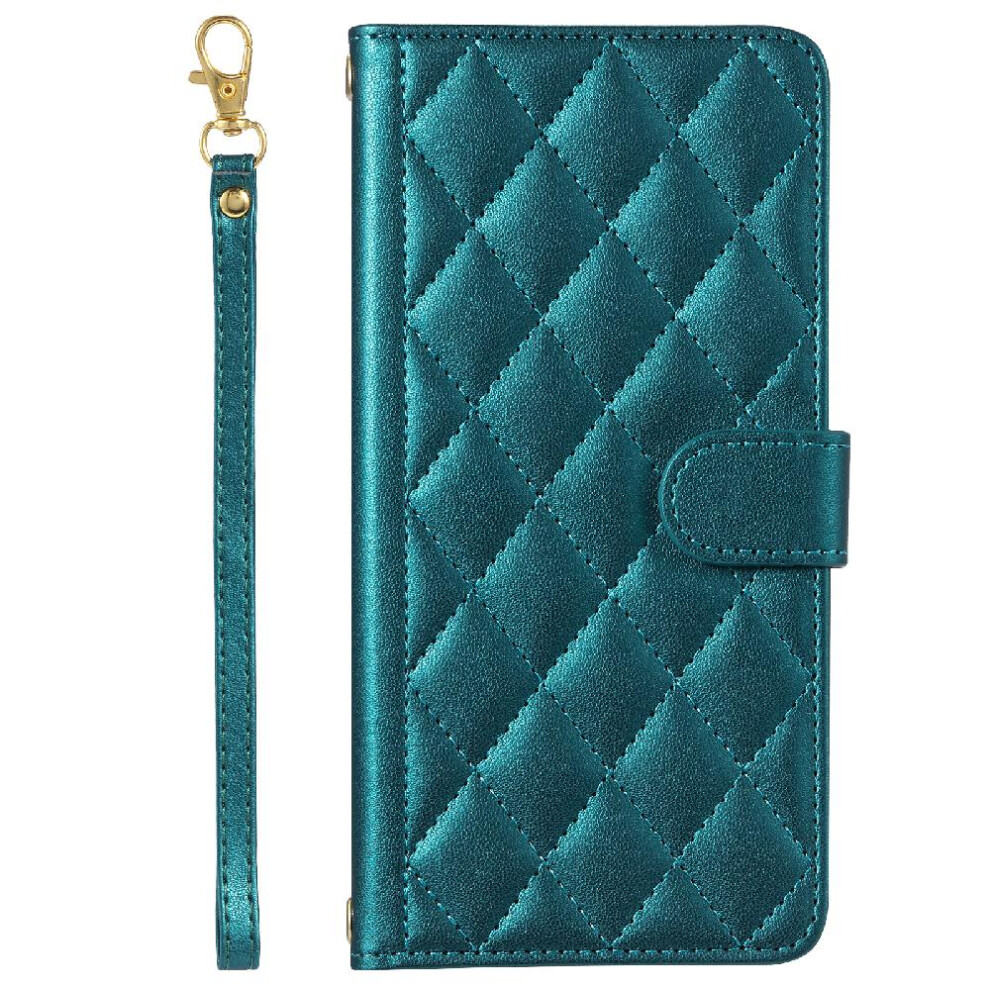 (Bottle ) Phone Case For Sony Xperia 10 Iii Magnetic Hand Strap Lattice Flip Folio Wallet Card Slots Holder Green 764563513529