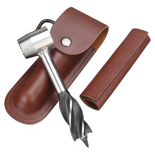 (As show, One size) Manual Auger Drill, Hand Drill Digger Auger, Manual Auger Woodworking Hand Drill With Leather Case, Scotch Eye Auger Outdoor Survival Tools for Bushcr