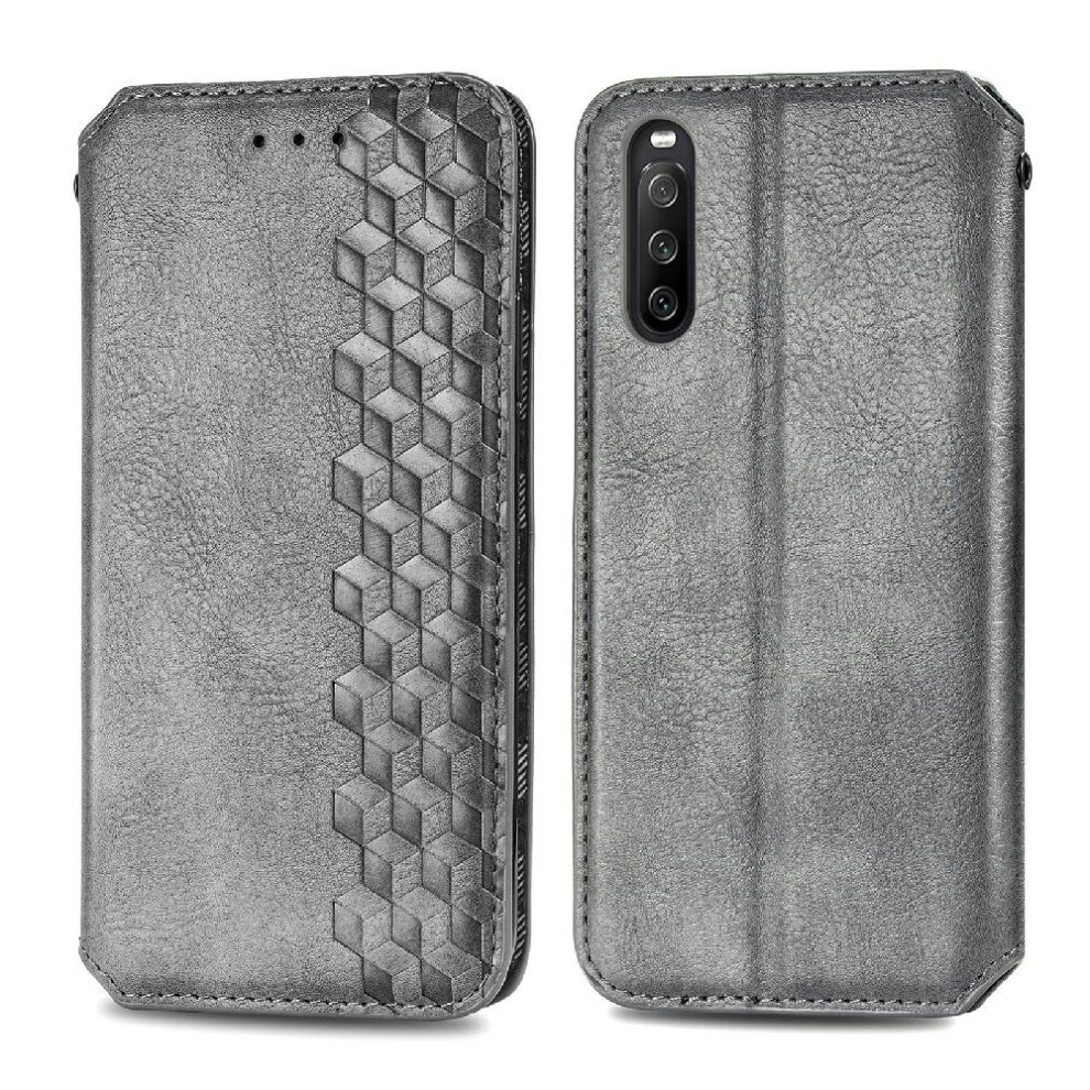 ( ) Case For Sony Xperia 10 Iii Flip Cover Leather Case Wallet Function Exquisite Business Fashion Design Gray 764563513666