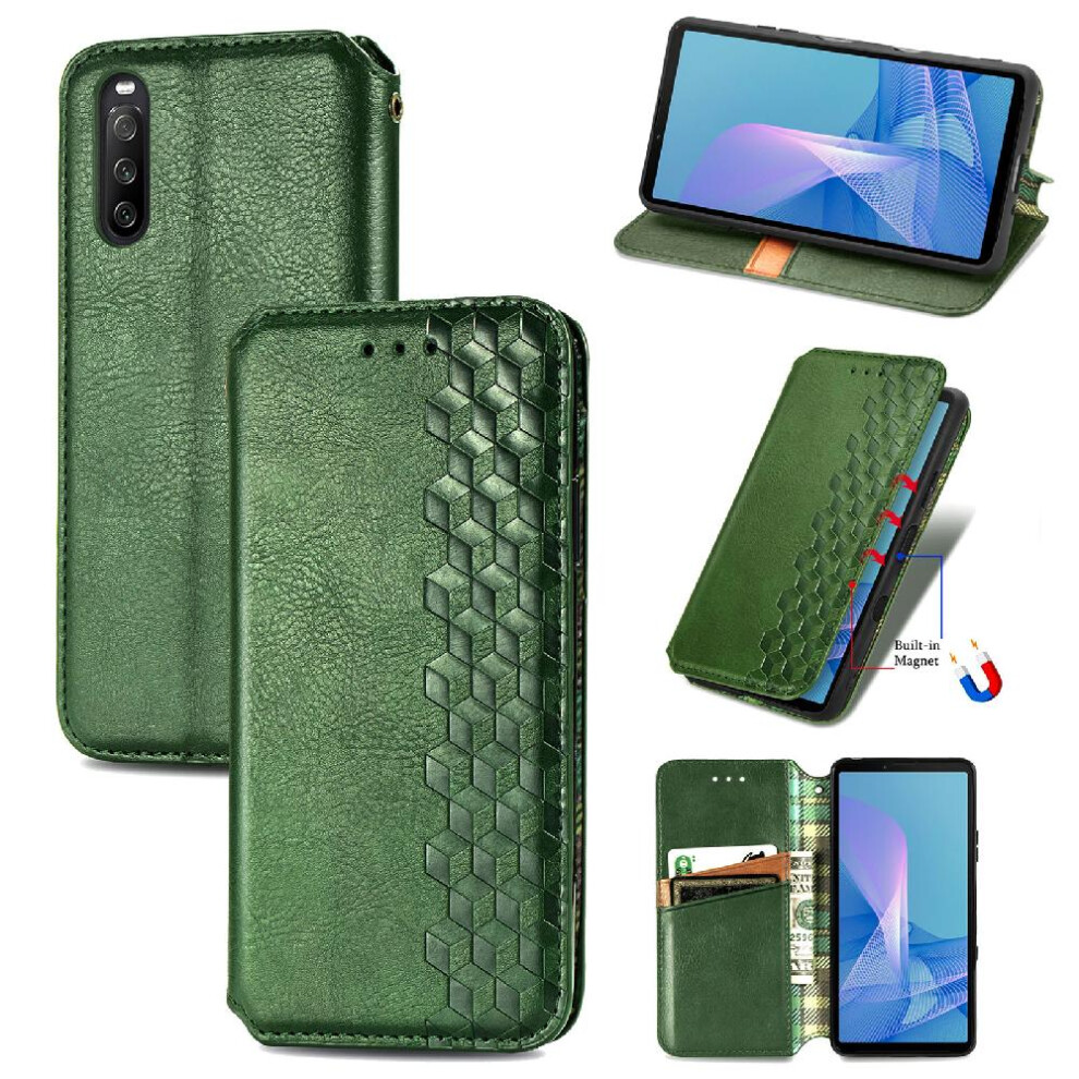 (Green) Case For Sony Xperia 10 Iii Flip Cover Leather Case Wallet Function Exquisite Business Fashion Design Green 764563513642