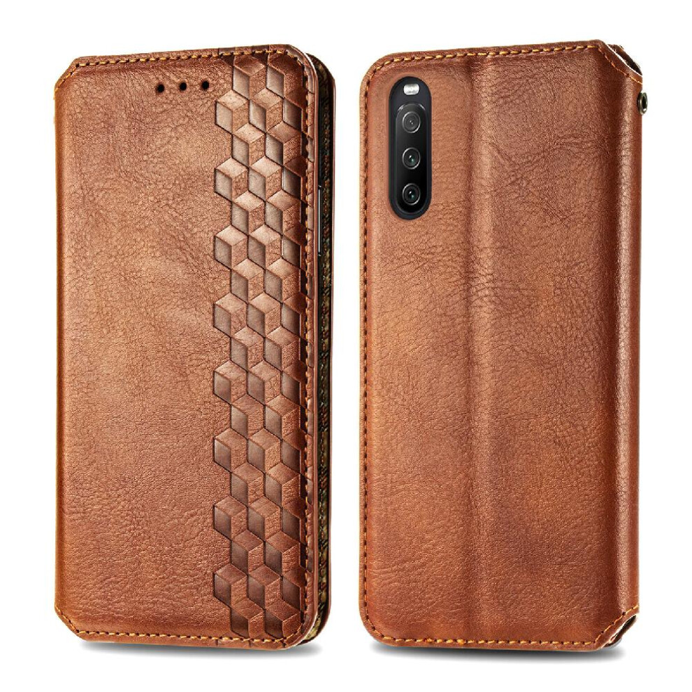 (Brown) Case For Sony Xperia 10 Iii Flip Cover Leather Case Wallet Function Exquisite Business Fashion Design Brown 764563513659