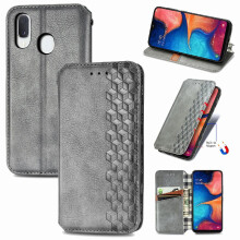 (Gray ) Case For Samsung Galaxy A20E Fashion Design Leather Case Flip Cover Exquisite Business Wallet Function