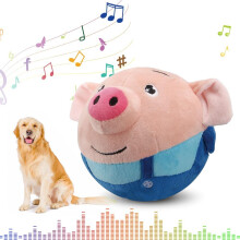 (Blue pig) Interactive Pet Toy - Active Moving Plush Squeaky Ball, Rechargeable Puppy Toy to Keep Them Busy, Washable Pig for Small Medium Large Dogs