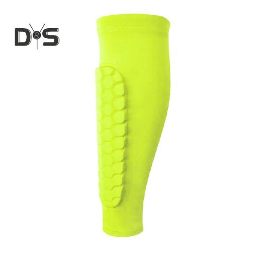 (fluorescent green, S) Soccer Shin Guard Sleeves Calf Compression Sleeve With Honeycomb Pads Leg Protection Shin Pad For Kids And Adults Soccer Football Sports