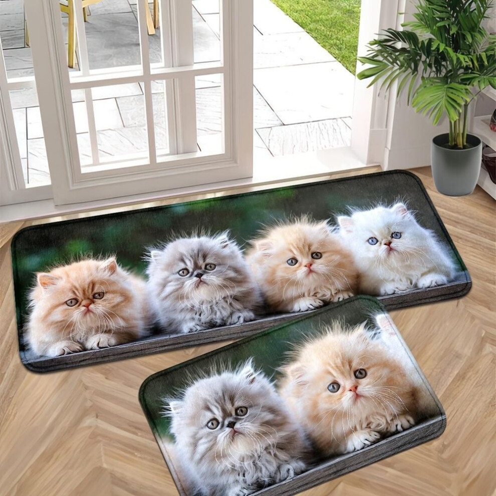 (160*200cm) 1Pcs  Persian Cats Pattern Floor Mat Modern Kitchen polyester Rug Non-Slip Colorful Indoor Carpet, For Home Bathroom Bedroom Living Room Decor