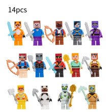 14 piezas Personajes Minecraft Montaje Bloques de Construcción Juguetes Modelo Regalo Decoración