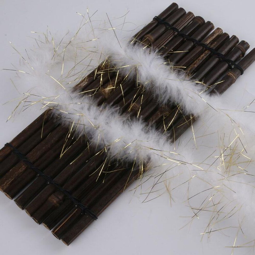(white) Colorful Feather Strips: Velvet & Gold Turkey Feathers For Christmas Decor & Gifts