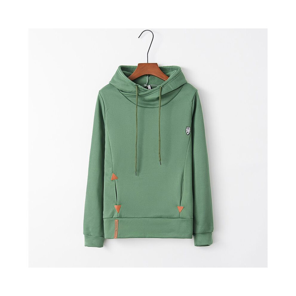 (Green,5XL)Sweat à capuche femme manches longues tas cordon de serrage couleur pure poche manteau sport