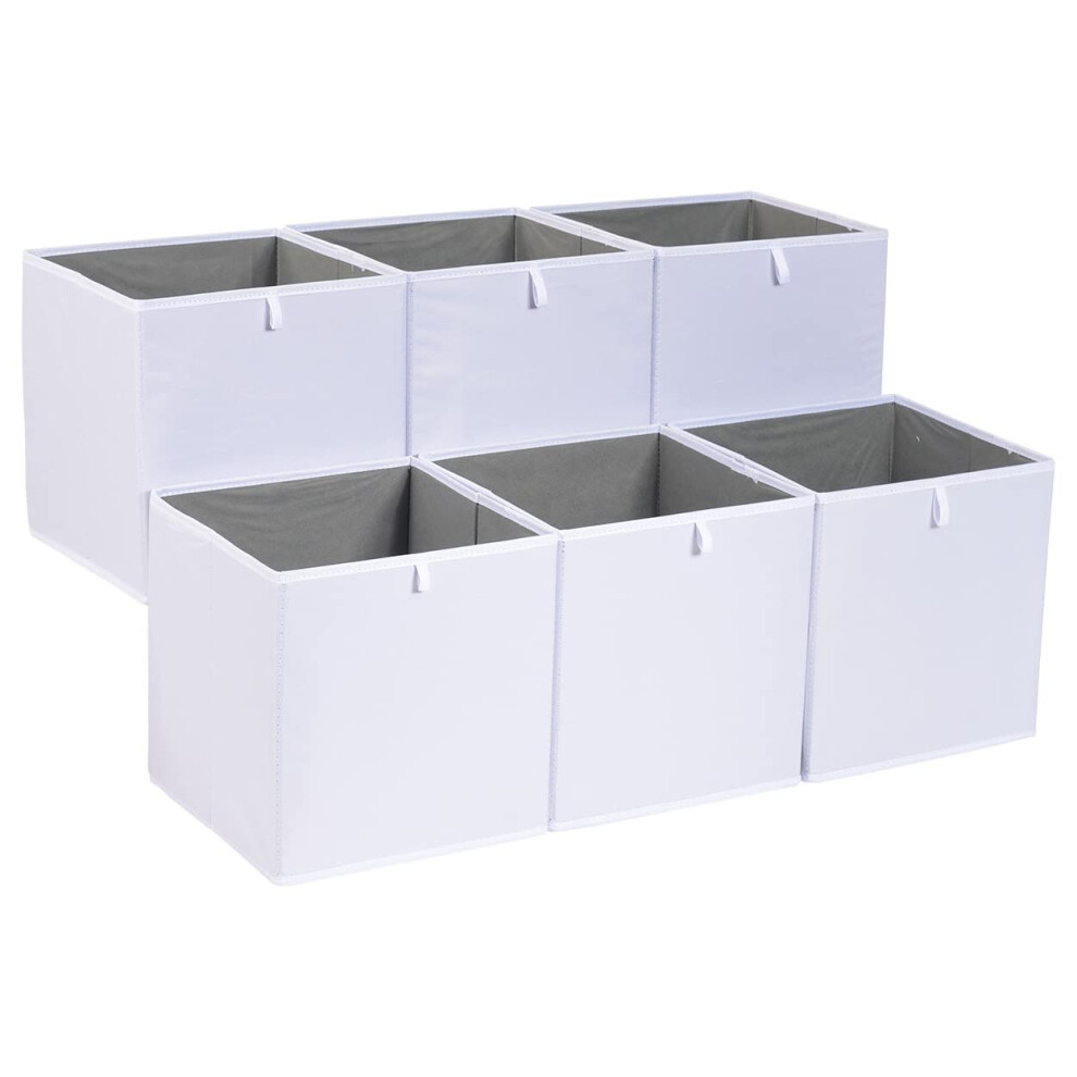 Amazon Basics Cube Organizer Bins Collapsible Storage Baskets for Shelves White Pack of 6 10.5x10.5x11""""