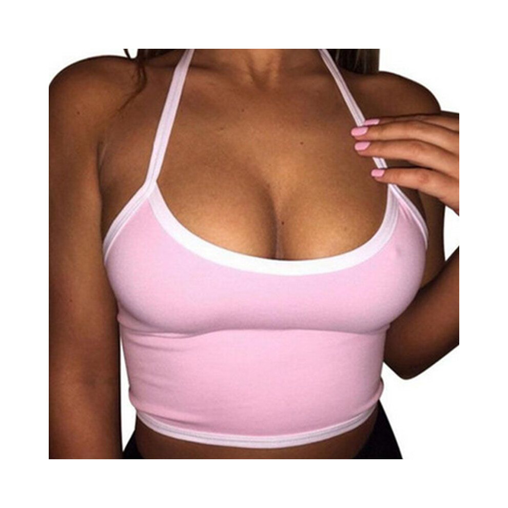(Pink,L)Débardeurs décontractés pour femmes bustier soutien gorge gilet chemisier sans manches crop bralette chemise