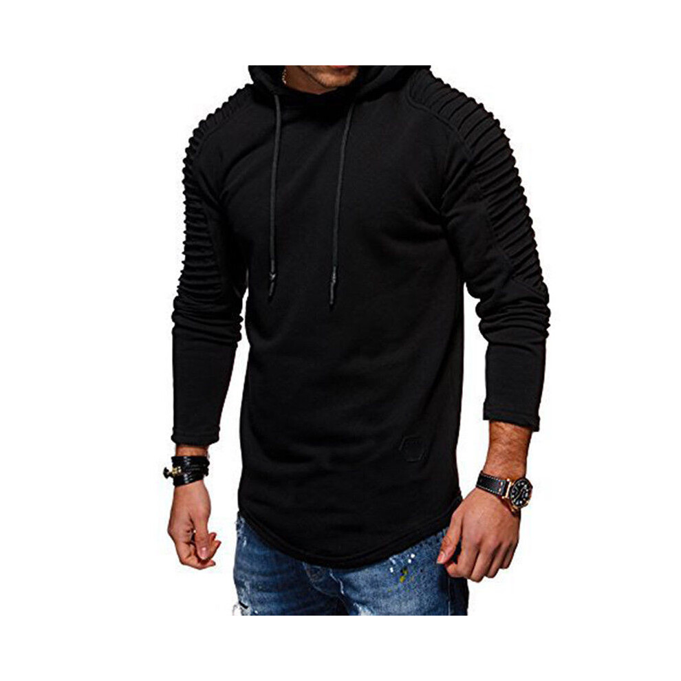 (Black,Tag XL=US M)Sweat à capuche homme haut tshirt manches longues coupe slim sweat à capuche sweat à capuche