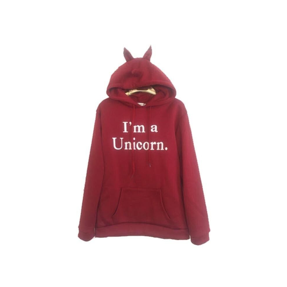 (Red,S)Sweat à capuche femme manches longues dessin animé licorne couple sweat à capuche veste