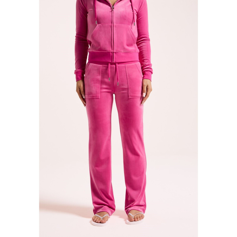 (L, L) Juicy Couture Del Ray Pant Polyester Women's Bright Pink Joggers