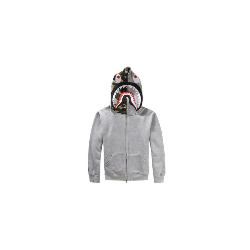 (Gray,2XL)A Bathing Ape Bape Sweat Capuche Homme Requin Veste Camouflage Pull Veste Noir L