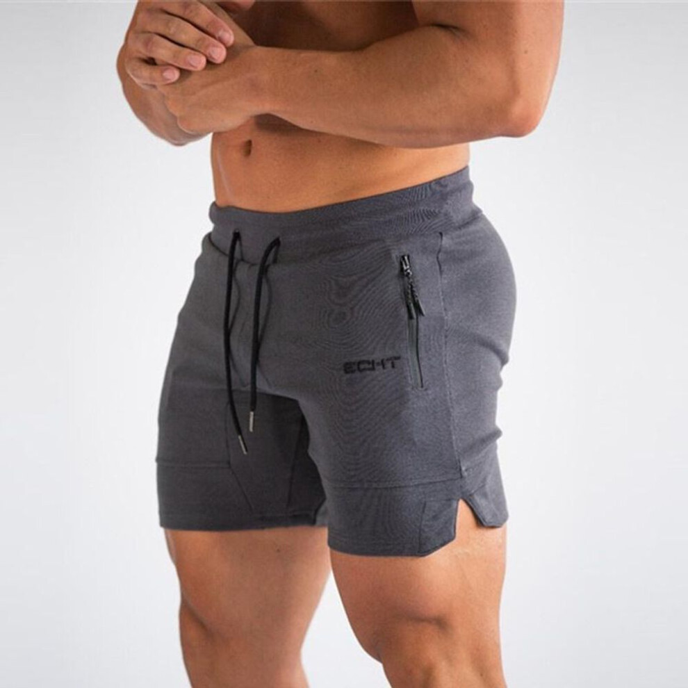 (dark grey, XXL) Men's Zip Pocket Sweatpants Fitness Gyms Shorts Men Summer Running Short Pants Male Jogger Mesh Workout Beach Sports Short Pants