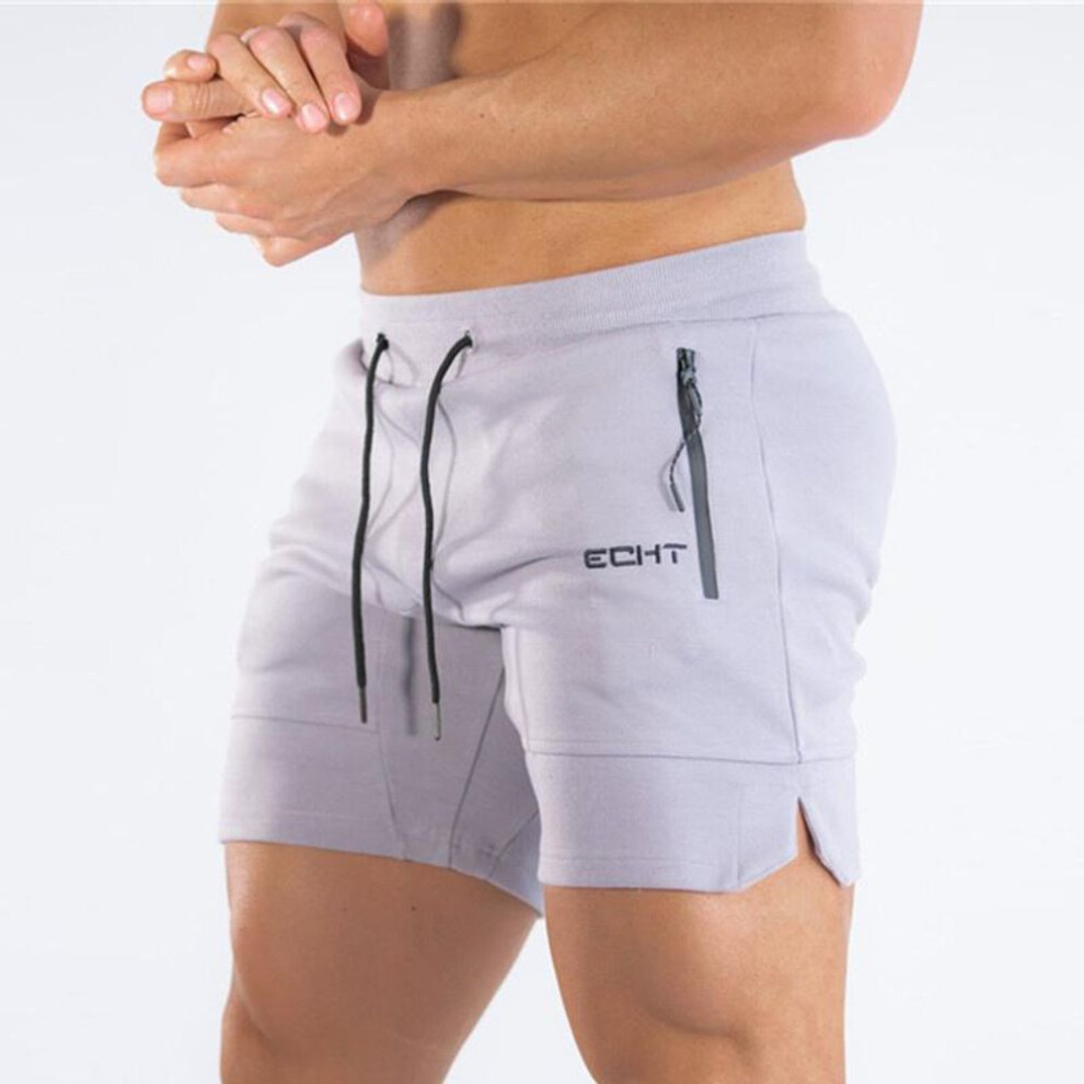 (light gray, S) Men's Zip Pocket Sweatpants Fitness Gyms Shorts Men Summer Running Short Pants Male Jogger Mesh Workout Beach Sports Short Pants