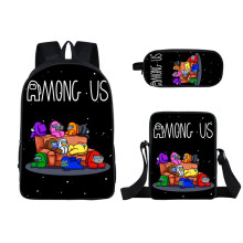 (4)Set zaino 3 pezzi Among Us borsa scuola tracolla borsa matite accessori studenti