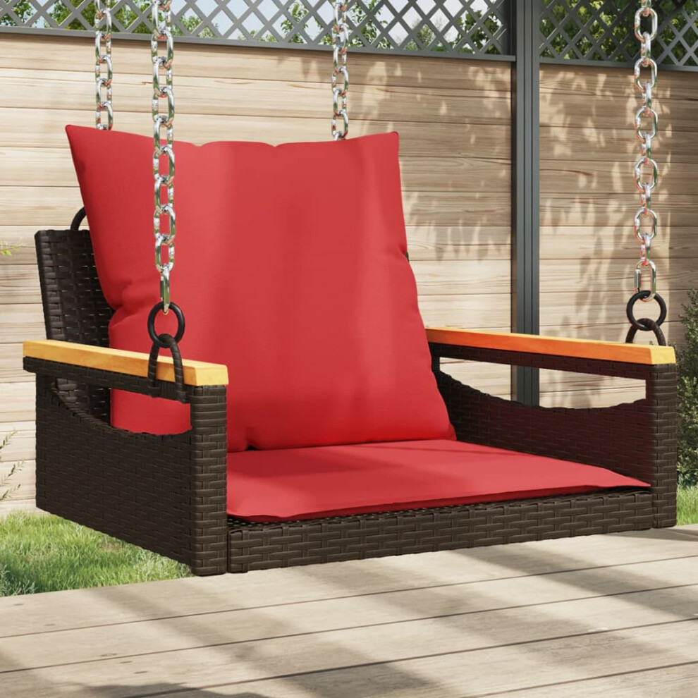vidaXL Swing Bench with Cushions Brown 24.8x24.4x15.7 Poly Rattan-image-OPC-PFXX99K-NEW