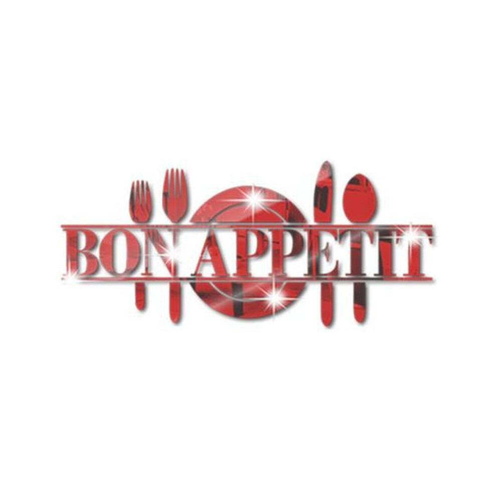 (red) 1 Set Dust-proof Wall Decals Anti-scratch Fashion Fork Spoon Pattern Window Decal