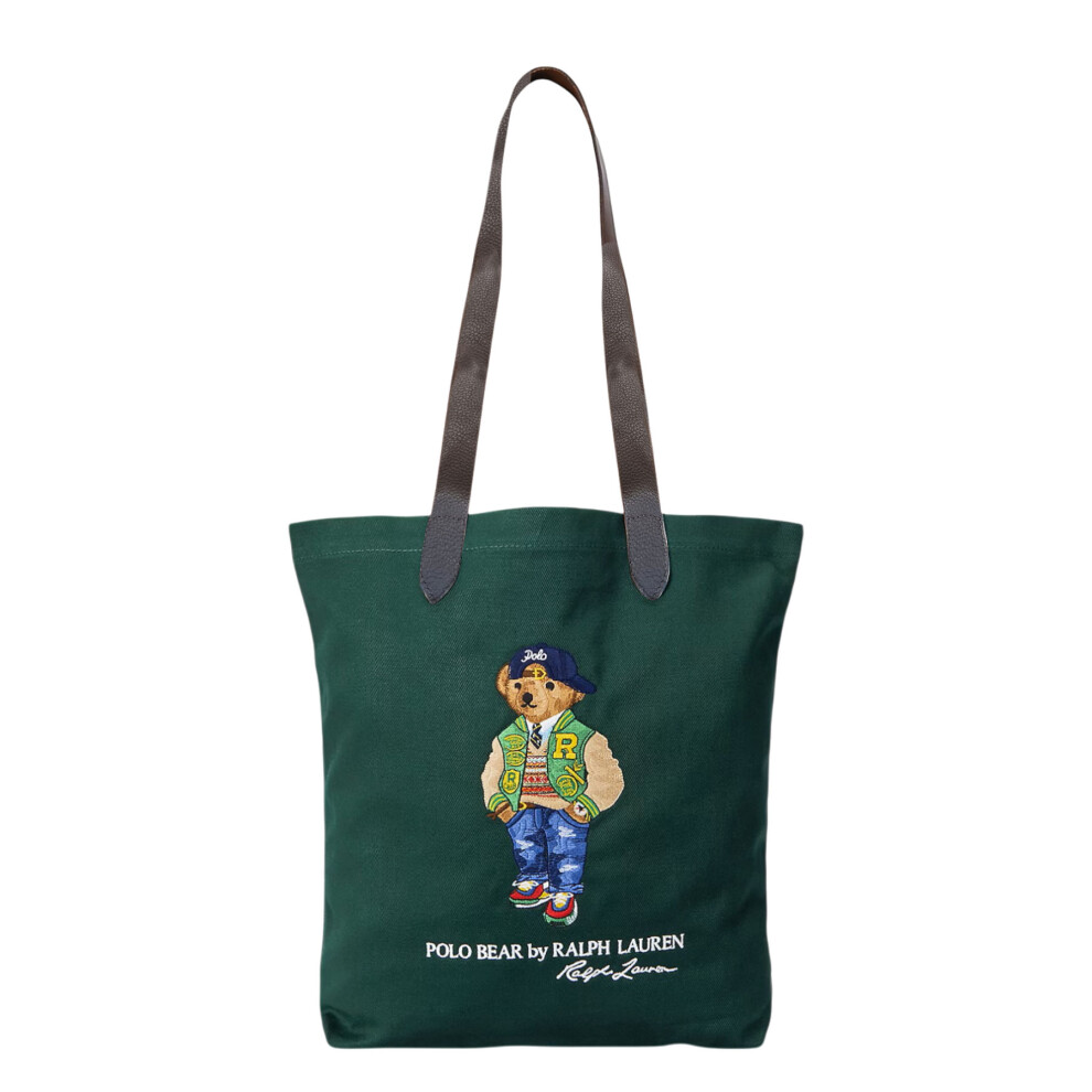 (Moose Agate) Ralph Lauren Mens Tote Bag Polo Bear Shopper Leather Handle Shoulder Bag