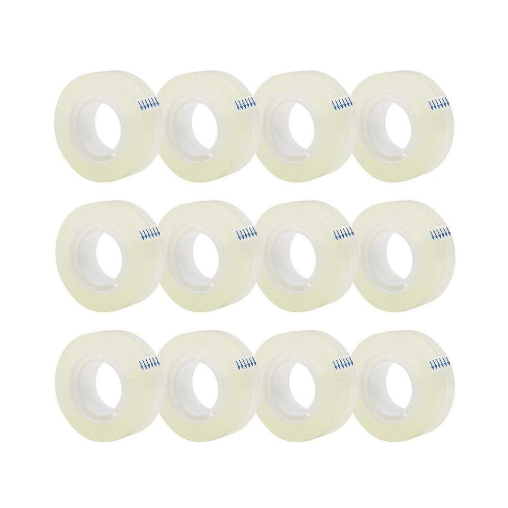 12 Rolls Transparent Tape Refills, Clear Tape, All-Purpose Transparent Glossy Tape for Office, Home, School