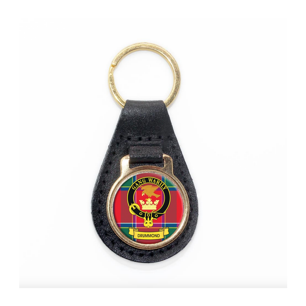 Lang Syne (Drummond) Scottish Clan Crest Enamel Leather Keyring Key Fob - D-H Tartans Not,Specified