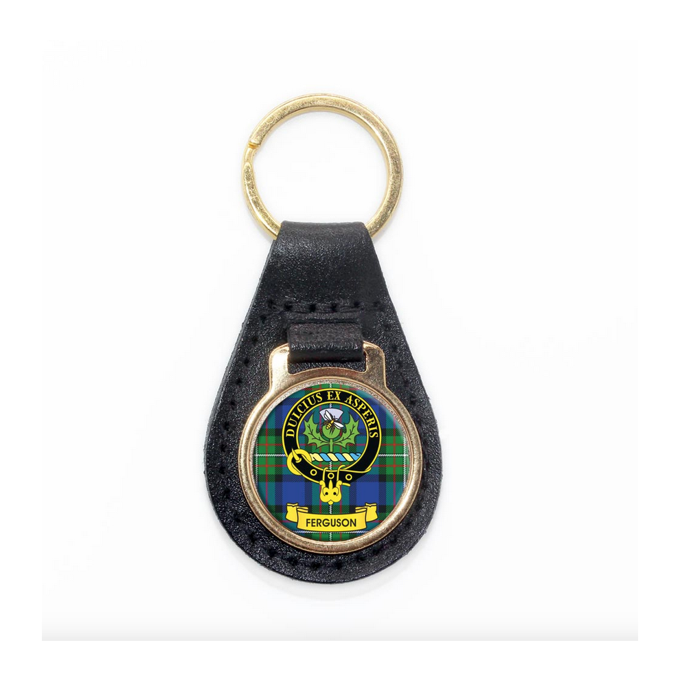 Lang Syne (Ferguson) Scottish Clan Crest Enamel Leather Keyring Key Fob - D-H Tartans Not,Specified