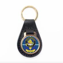 (Douglas) Scottish Clan Crest Enamel Leather Keyring Key Fob - D-H Tartans