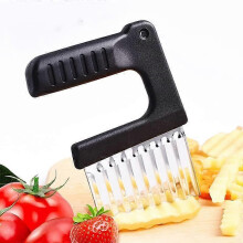 Crinkle Chip Cutter, Potato Chipper with Handle, French Fries Cutter, Stainless Steel Wave Cutter, Vegetable Chopper, Fruit Slicer