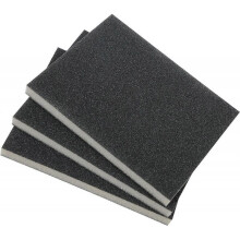 Set of 3 abrasive sponges with fine, medium & coarse grain for wood and metal - abrasive paper usable dry and wet