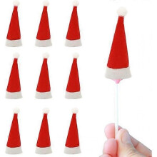Mini Christmas Hats, 10PCS Red Felt Lollipop Hats for Christmas Craft Decoration and Home DIY