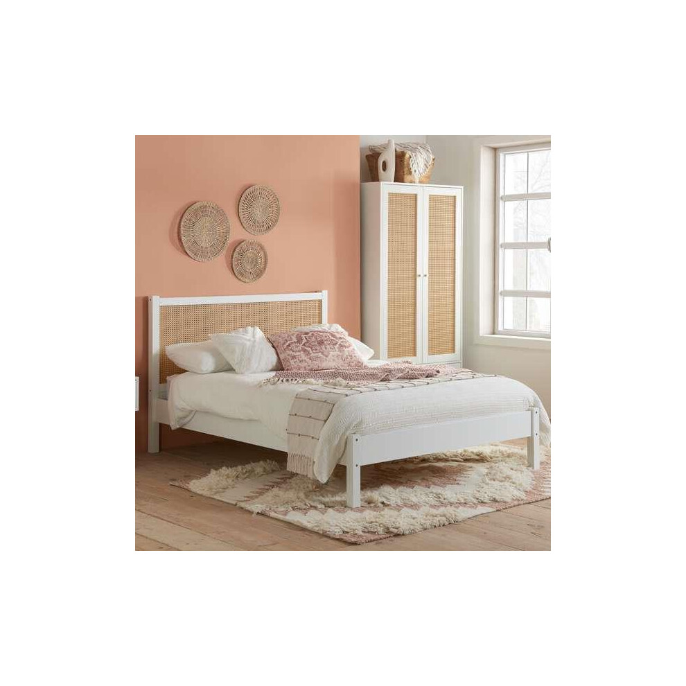 King Size Rattan Bed Frame White Birlea Croxley 5FT King 150cm