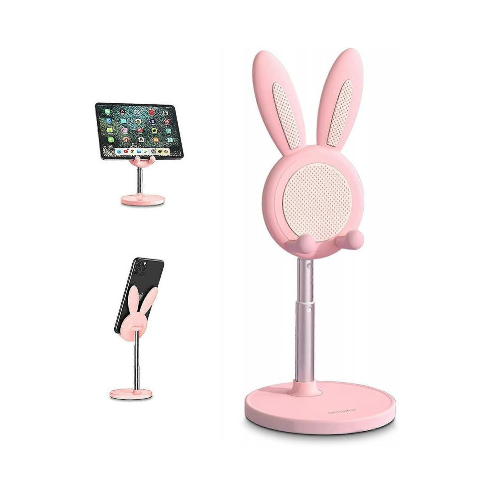 Cute Cell Phone Stand, Angle Height Adjustable Cell Phone Stand for Desk, Cute Bunny Phone Holder Stand, Compatible