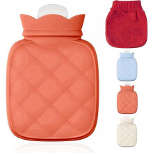 Silicone hot water bottle for hot and cold compresses, microwaveable, with lid, reusable and eco-friendly