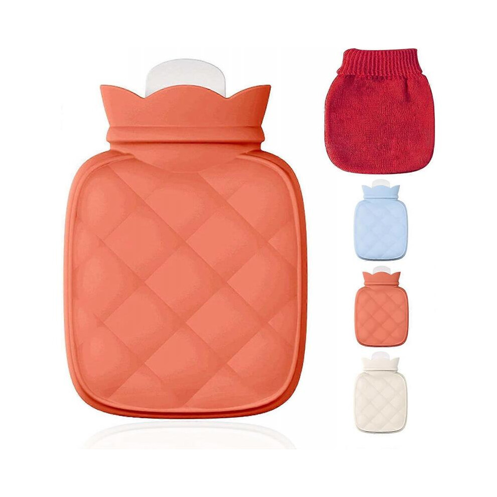 Silicone hot water bottle for hot and cold compresses, microwaveable, with lid, reusable and eco-friendly