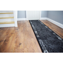 (2ft 3in x 19ft (70cm x 579.5cm), Black Border) Luna Border Design Hallway Runner Rug Made To Meaure Stairway Carpet