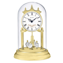 Bulova B8821 Heather Gold kandallóóra - Westminster harangszó, 9 hüvelykes üvegkupola, kristályos lengő, Éjszakai csend 23:00–05:00