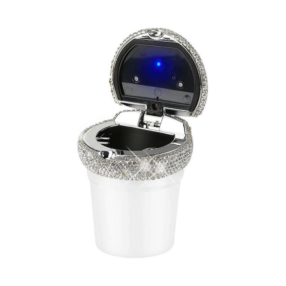 Ashtray For Car, Bling Diamond Car Ashtray With Lid, Smokeless Ashtrays Portable Car Cigarette Ashtray With Led Light 5004229946564