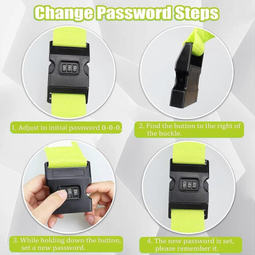 Luggage Strap, 2pcs Suitcase Straps with Password Lock Information Card, Adjustable Travel Strap 2
