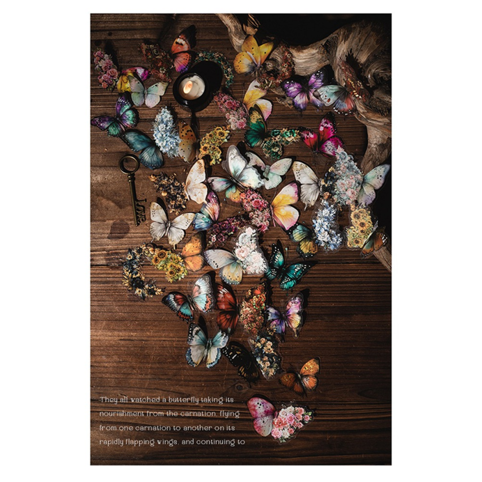 Retro Notebook Decoration Material Stickers DIY Decorative Sticker for Labels, Violet Butterfly-image-OPC-PH6YJXV-NEW