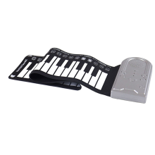 Pianoforte a mano a 49 tasti con altoparlante, portatile, pieghevole, strumento didattico per bambini e principianti, argento