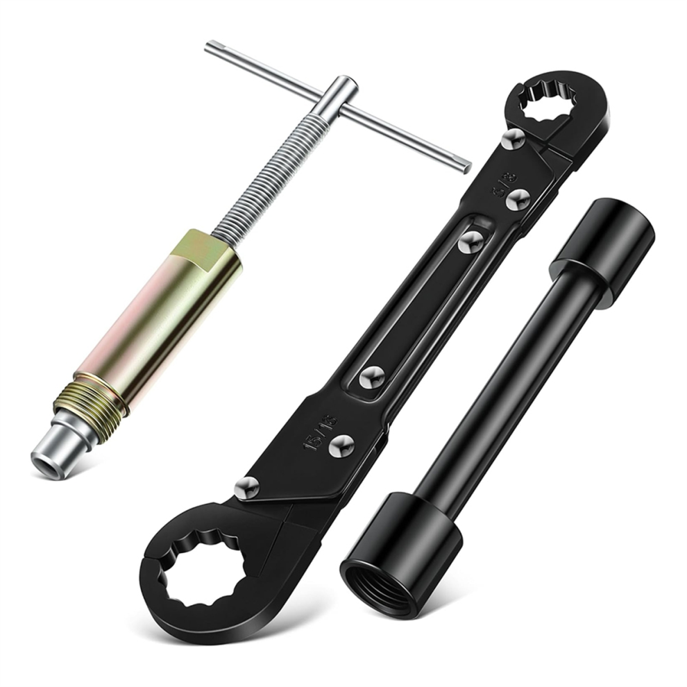 3-In-1 Plumbing Tool Angle Stop Wrench Set With Compression Socket Puller Tool, Water Pipe For Installing 4853024082004