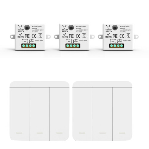 3PCS Wireless Light Wall Switch RF 433Mhz Relay Receiver with 2x 3Gang Panel LED Remote Control for Lamp 1
