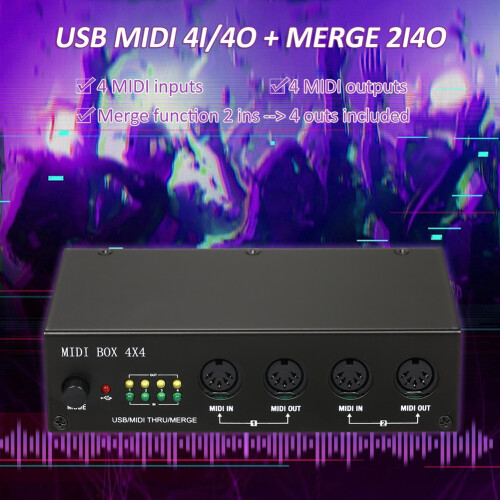 Interface MIDI USB UM4x4 4 entrées/4 sorties 64 canaux 4e/4e + boîtier Merge 2i4o 2