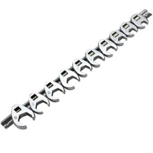 10 stuks 3/8 inch aandrijfsleutel met kraaienpoot, 10 tot 22 mm, metrisch, SAE, imperiaal, verchroomde voetsleutel met steeksleutel