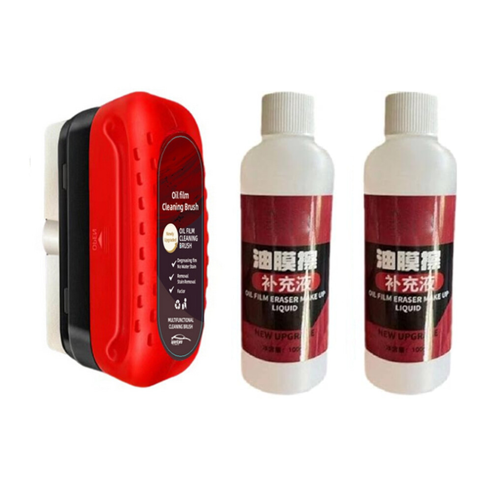 Glass Cleaning Board Oil Film Remover for Car, Coating Windshield Force Removal (1pc Red&2pc Cleaner)-image-OPC-PH6YMYJ-NEW