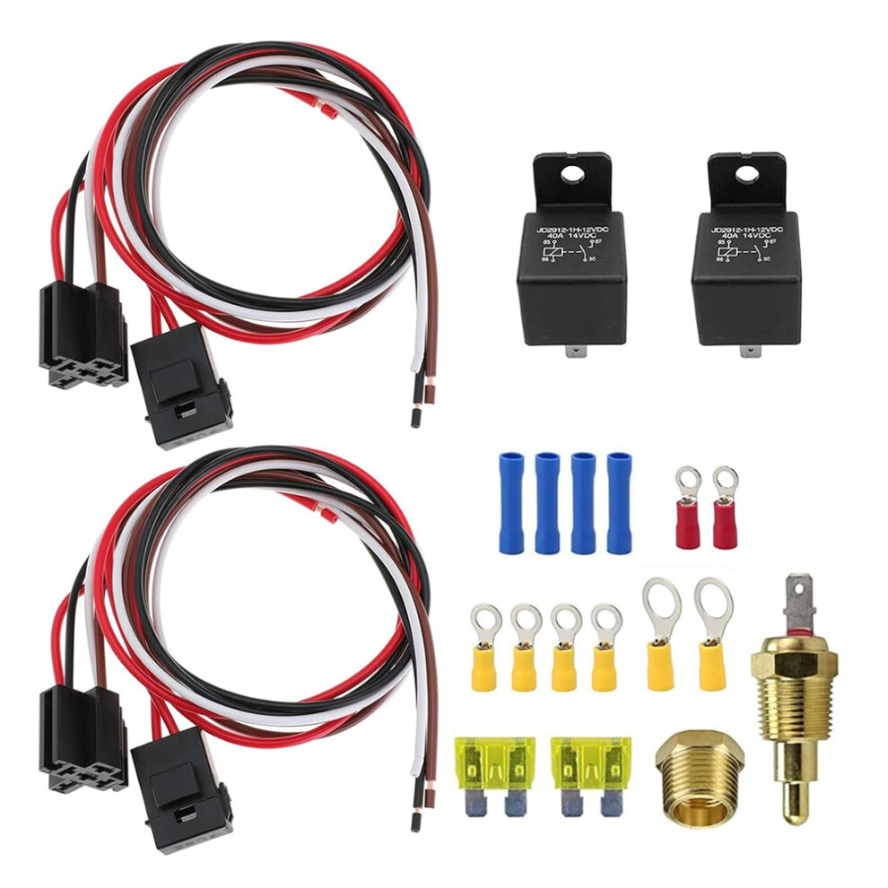 Dual Electric Fan Relay Kit 40 Amp Automotive Thermostat Switch For Temperature Sensor 185 On 175 Off 4853024086590