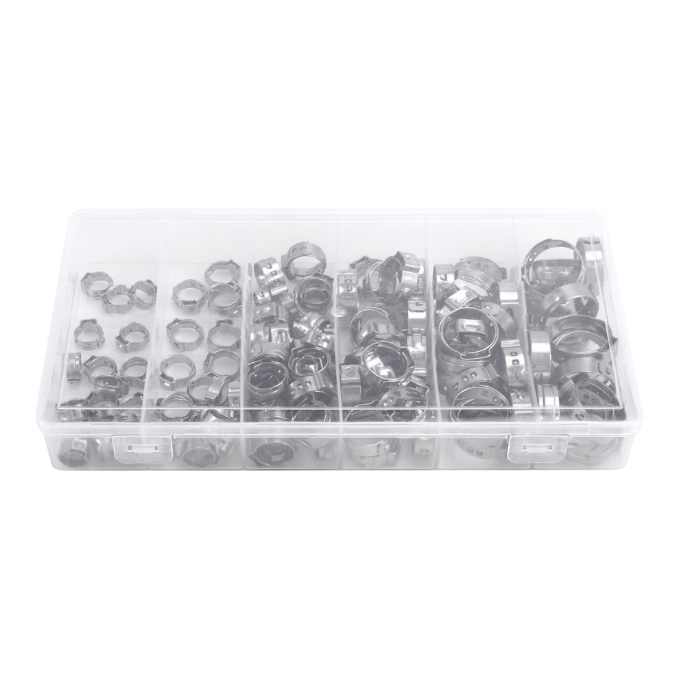 130Pcs Hose Clamps Single Ear Stepless 5.8-21Mm Stainless Steel Cinch Clamp Rings For Sealing Kinds Of 4853024089188